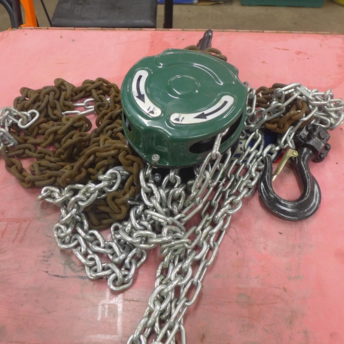 5216 - 2 metal tool chests, a Draper parts washer and a Parkside chain hoist