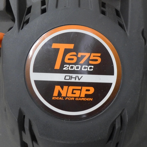 5217 - An NGP S-530 petrol driven rotary mower with grass box, unused