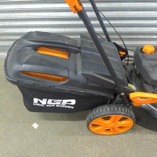 5217 - An NGP S-530 petrol driven rotary mower with grass box, unused
