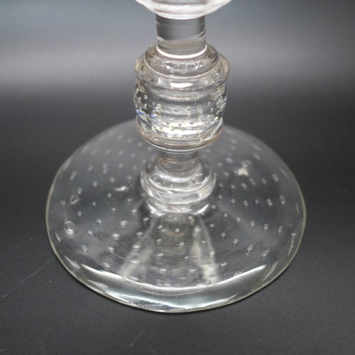 2033 - A stemmed glass with controlled bubble detail, 15cm