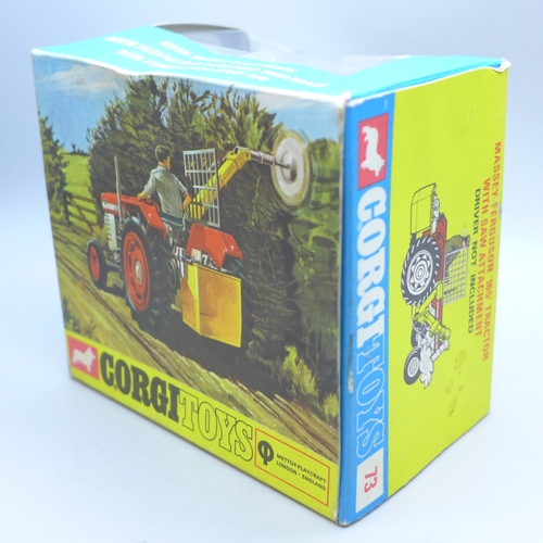 2062 - A boxed Corgi Toys Massey-Ferguson '165' Tractor With Saw Attachment, number 73