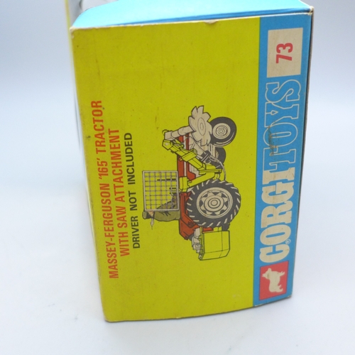2062 - A boxed Corgi Toys Massey-Ferguson '165' Tractor With Saw Attachment, number 73