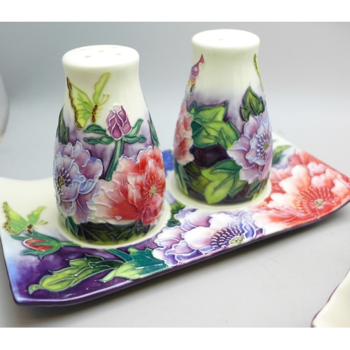 2087 - Three Old Tiptonware items, including a butter dish, shakers and toast rack, all boxed