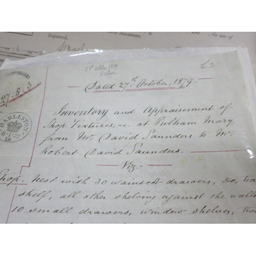 2088 - Paper ephemera: A box file of deeds, indentures, etc. (early 1800's onwards)
