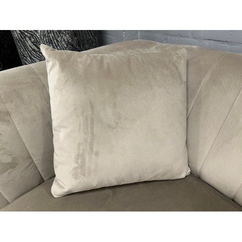 3031 - A taupe velvet upholstered 3 seater sofa