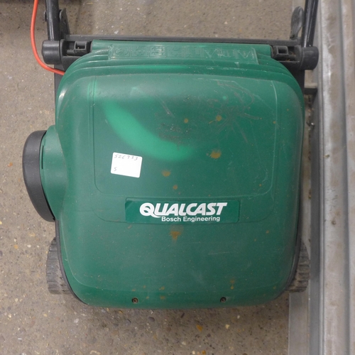 5144 - Two electric lawn mowers including Qualcast and Sovereign (no collection boxes)