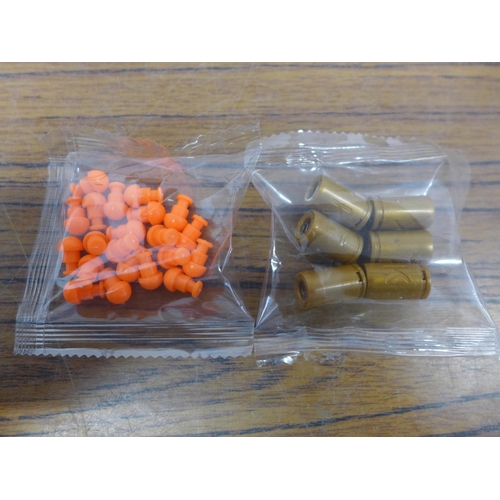 5078 - A toy spring loaded Berretta M92 toy gun and a box of various household items including stuffed elep... 