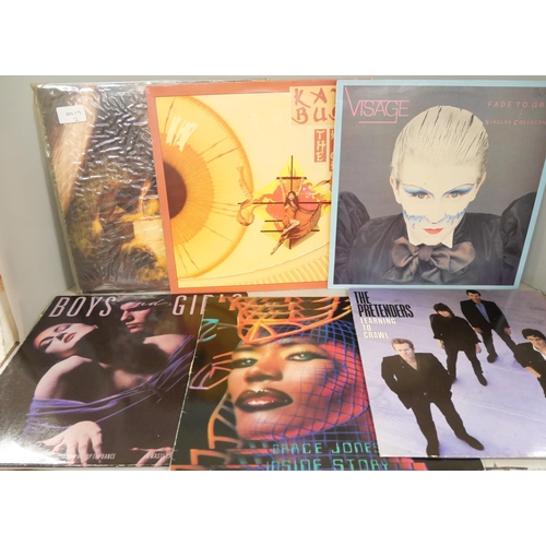 2097 - Twenty vinyl records, rock, pop, soul artists including Kate Bush, Visage, Grace Jones, and The Pret... 