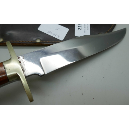 2132 - A Bowie knife and sheath **PLEASE NOTE THIS LOT IS NOT AVAILABLE FOR PACKING AND POSTING**