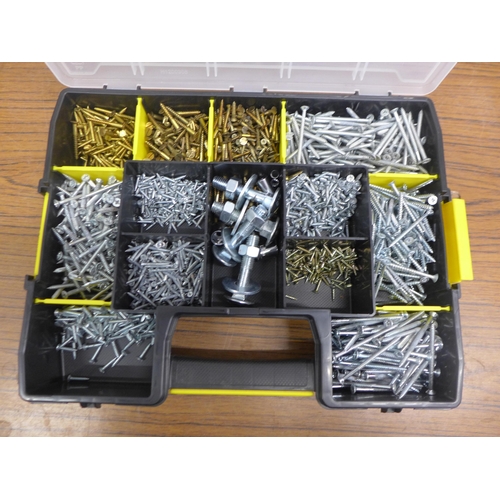 5013 - 4 organiser bin trays containing a large quantity of assorted DIY consumables