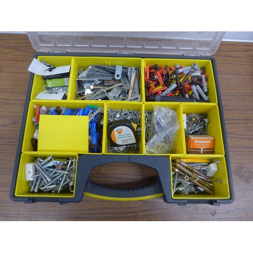 5013 - 4 organiser bin trays containing a large quantity of assorted DIY consumables