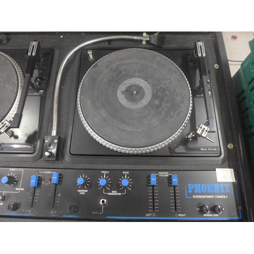 5098 - A Phoenix Stereopower console twin deck belt driven turntable