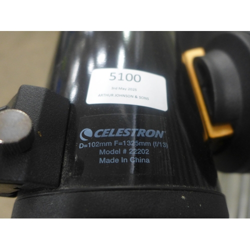 5100 - A Celestron model 22202 Astro F1 telescope with manual, lenses and cap