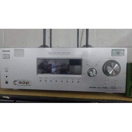 5112 - A quantity of stereo equipment including a Sony STR-K880 multi-channel AV receiver, 4 Tannoy surroun... 