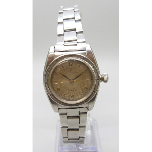 7234 - A 1940's stainless steel Rolex Oyster Perpetual 'Bubble-back' bracelet watch, serial 481417, referen...