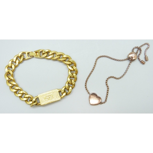 7035 - Franklin mint gold plated gents bracelet and a Michael Kors bracelet