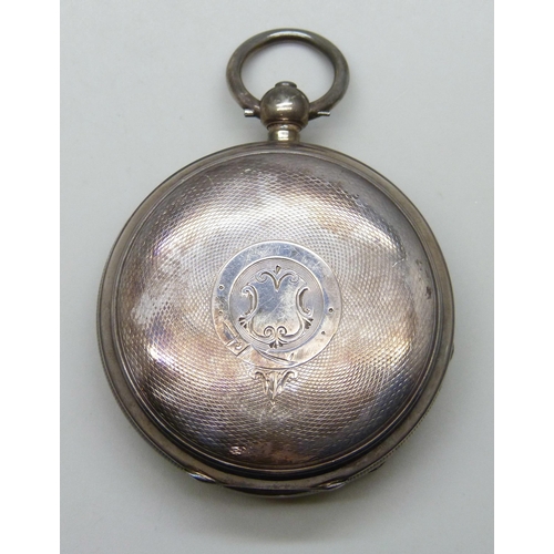 7117 - A silver open face pocket watch, movement signed Skarratt, Worcester, Birmingham 1884 hallmarks