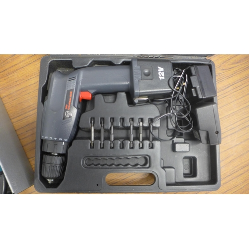 A quantity of assorted power tools including a Black and Decker D240RT ...