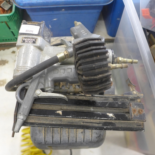 A small Performance Power high pressure air compressor with spray gun ...