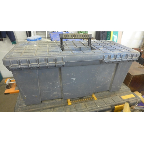 5042 - A large quantity of assorted hand tools and miscellaneous items including 2 tool boxes, 3 buckets, b... 