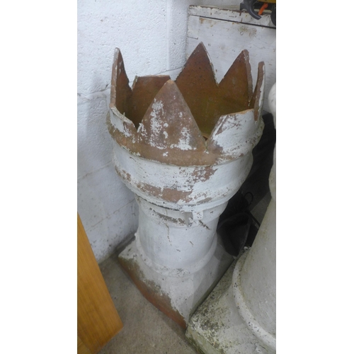 5164 - 2 x white painted chimney pots