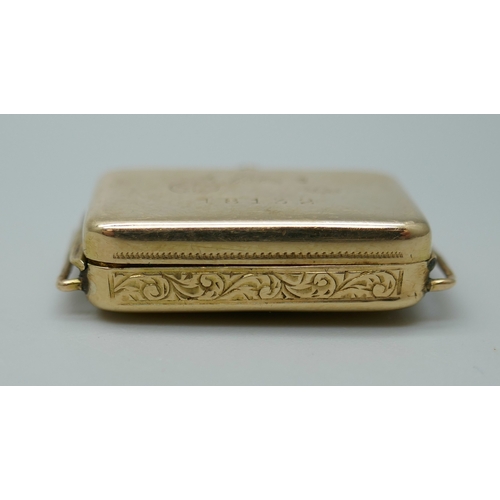 7018E - An Art Deco French 14ct yellow gold wristwatch head, 6.9g, 24mm x 15mm x 5mm