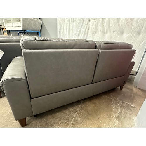 3066 - Aiden & Ivy Spencer dark grey leather 2.5 seater electric reclining sofa, original RRP £783.33 + VAT... 