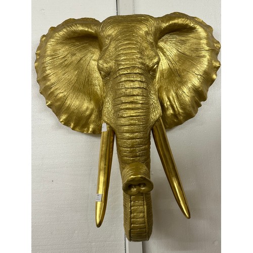3103 - A large gold effect bust of an elephant