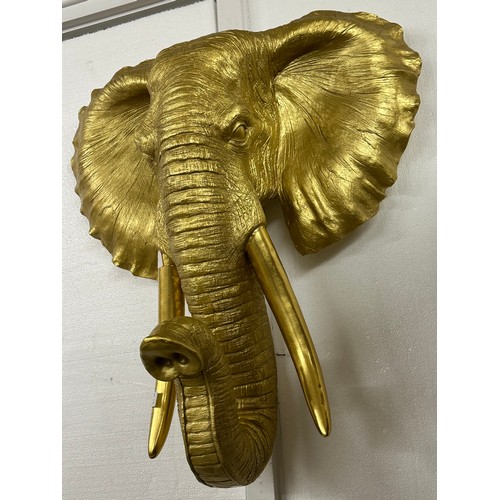 3103 - A large gold effect bust of an elephant