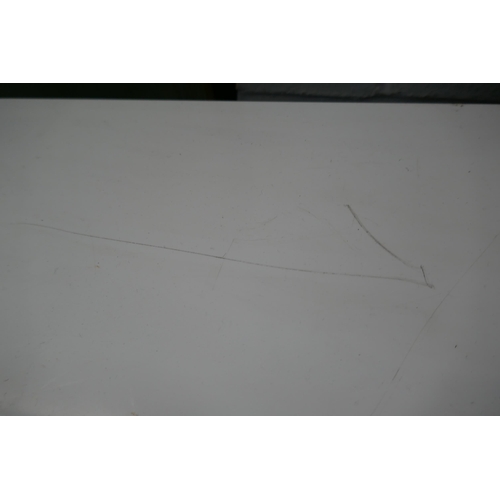 3196 - A white high gloss single door, three drawer sideboard (marked top)