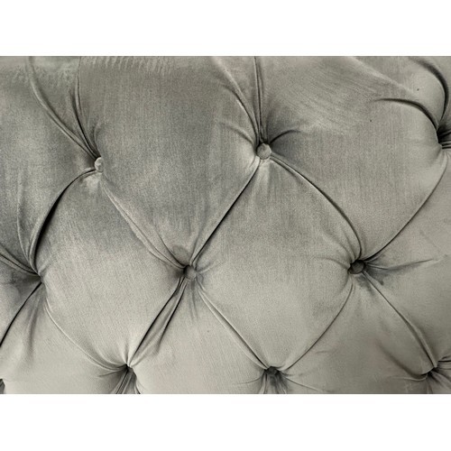 3230 - A grey velvet buttoned double bedframe