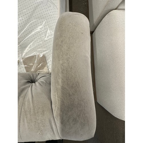 3230 - A grey velvet buttoned double bedframe