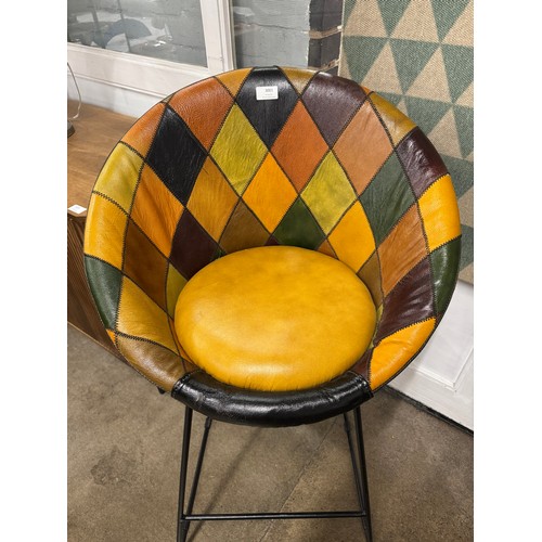 3001 - A patchwork leather bar stool