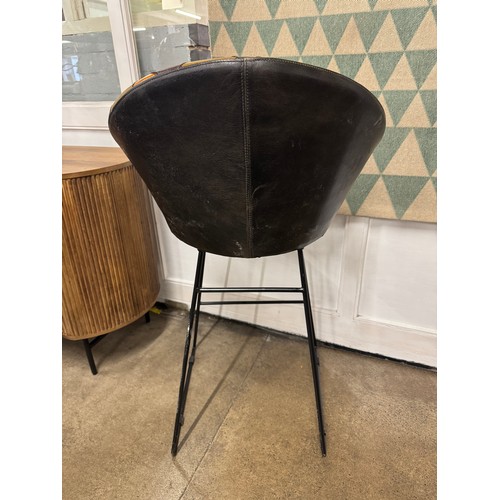 3001 - A patchwork leather bar stool
