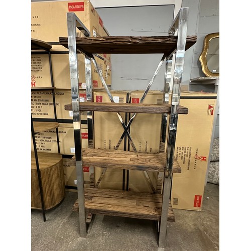 3225 - A Chennai driftwood/chrome display unit *This lot is subject to VAT