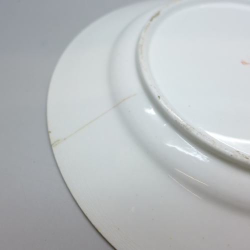 2011 - An early 19th Century Crown Derby plate with flowers and birds detail, 20cm, a/f, cracked
