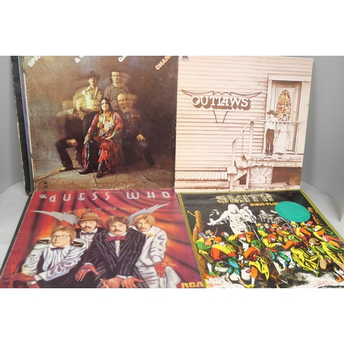 2090 - A collection of approximately 30 rock LP records including Iron Maiden, Black Sabbath, Eagles