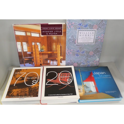 2109 - Five decorative art books, Taschen 20s and 70s, William Morris, Frank Lloyd Wright and Japan Modern