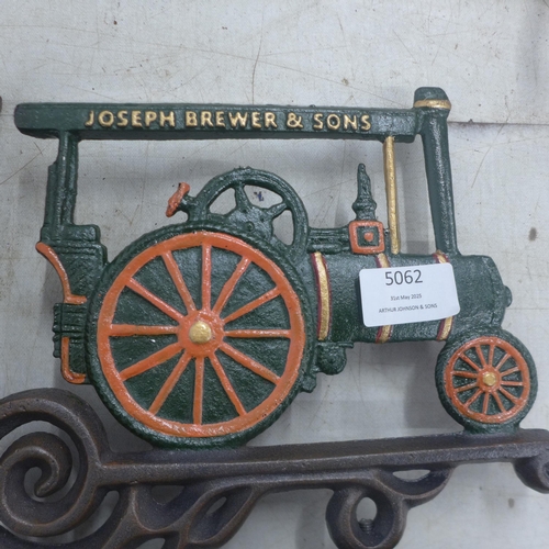 5062 - A cast metal wall mountable Joseph Brewer & sons traction engine bell  *This lot is subject to VAT