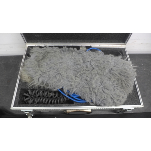 5079 - A Rode Boom mic with a Rycote Softie mic cover and a cased Sennheiser boom mic with covers