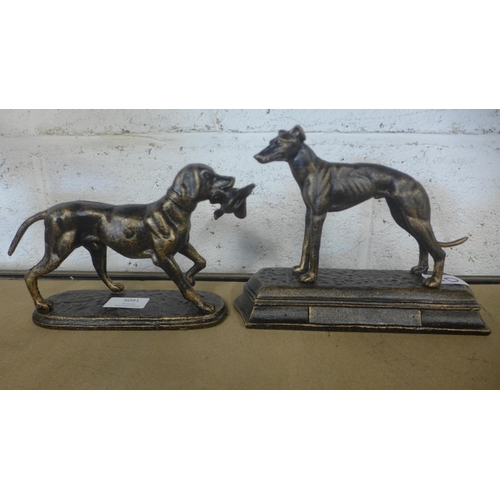 5091 - A cast metal Retriever figure and a cast metal greyhound figure *This lot is subject to VAT