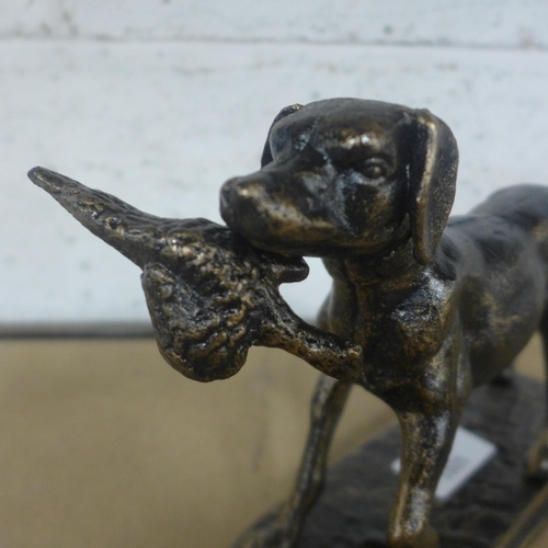 5091 - A cast metal Retriever figure and a cast metal greyhound figure *This lot is subject to VAT