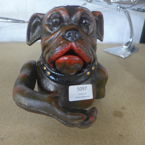 5097 - A cast metal Bulldog moneybox  *This lot is subject to VAT