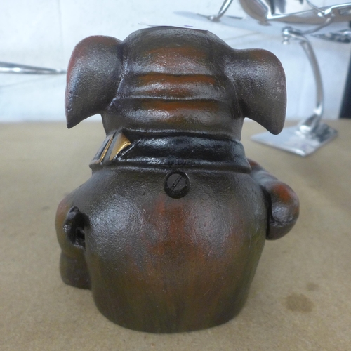 5097 - A cast metal Bulldog moneybox  *This lot is subject to VAT