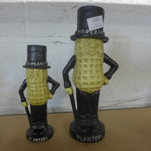 5103 - 2 cast metal Mr Peanut money banks  *This lot is subject to VAT