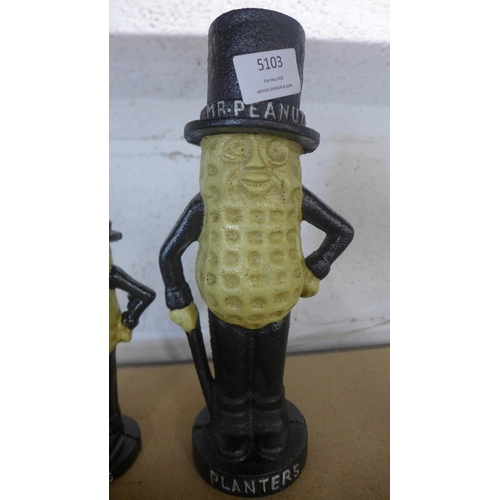 5103 - 2 cast metal Mr Peanut money banks  *This lot is subject to VAT
