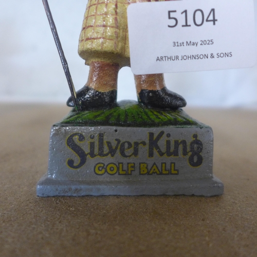 5104 - 2 small cast metal golfer figures including Dunlop and Silver King*This lot is subject to VAT