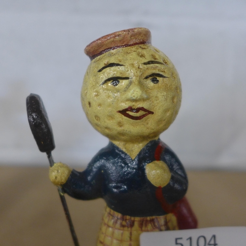 5104 - 2 small cast metal golfer figures including Dunlop and Silver King*This lot is subject to VAT