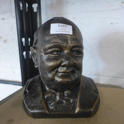 5107 - A cast metal Winston Churchill bust  *This lot is subject to VAT
