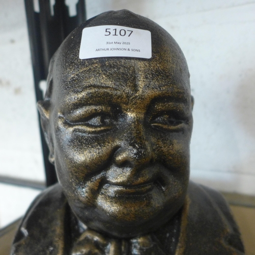 5107 - A cast metal Winston Churchill bust  *This lot is subject to VAT